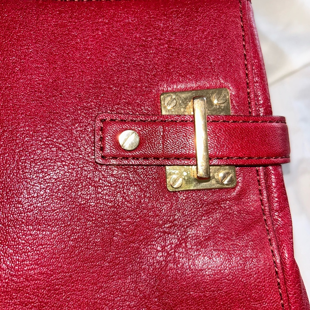 Michael Kors leather handbag burgundy shoulder cross body & dust bag 6 pockets - Picture 4 of 9